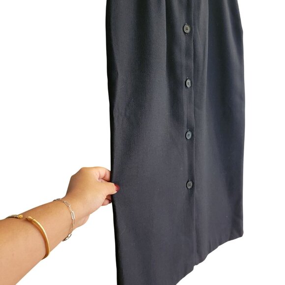 Vtg 90s Y2k  Black Pencil Skirt With Back Button & Side Pockets Womens Size 11 - Picture 4 of 10